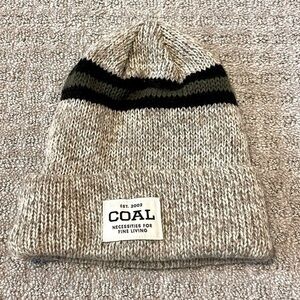 COAL Kahki Heather with Blavk & Green Stripe Beanie